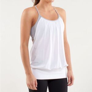 Lululemon No Limits Tank( off White/gray stripes)